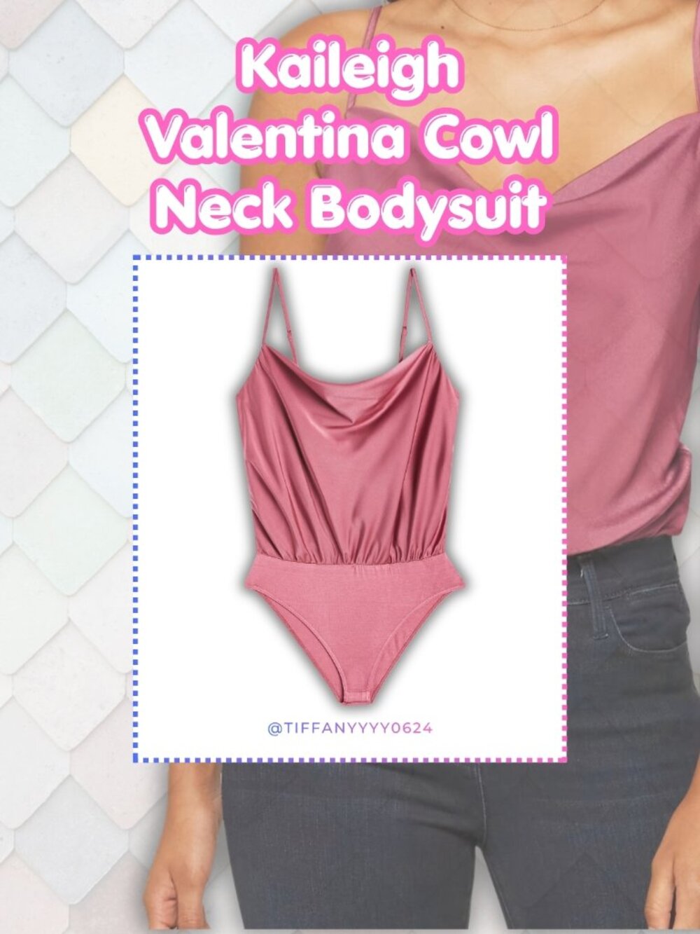 🆕 NWT Kaileigh Valentina Cowl Neck Pink Bodysuit Size L